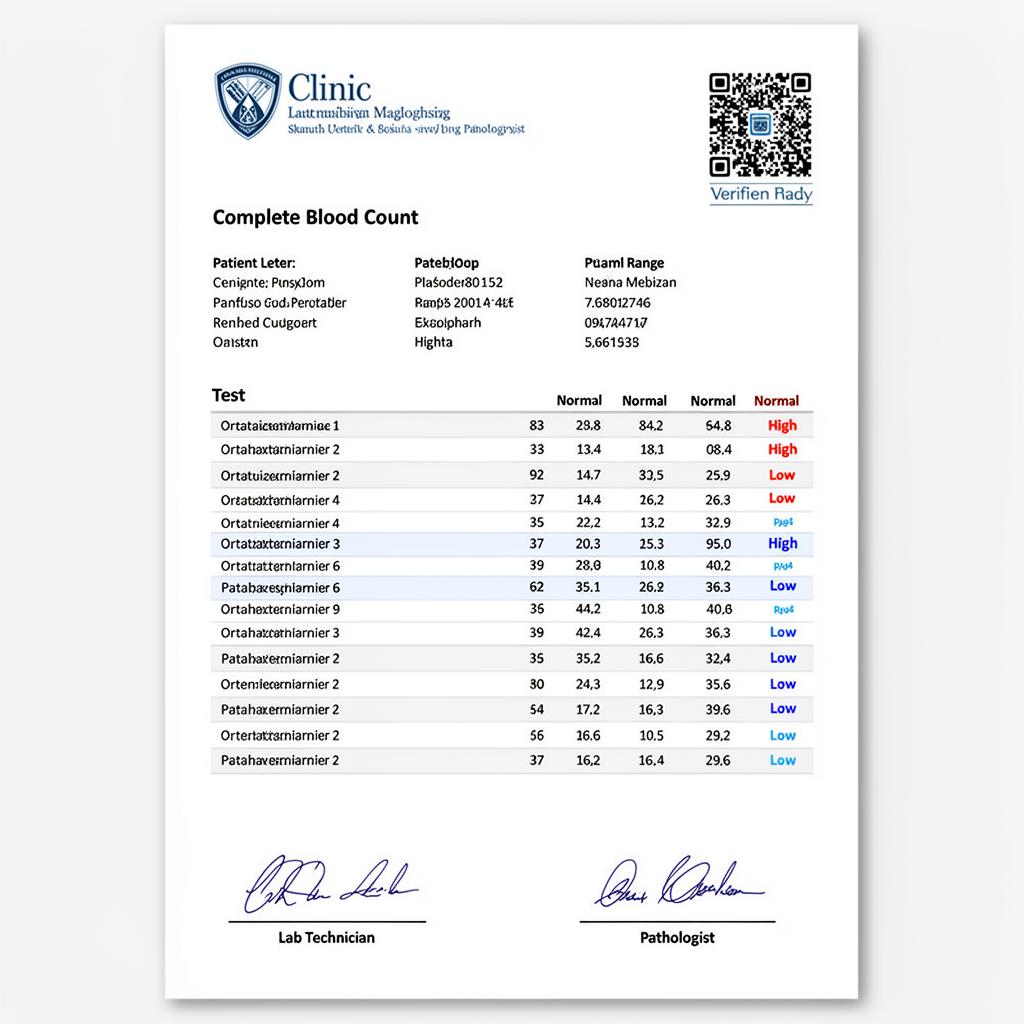 Pathology Print Report with Letterhead